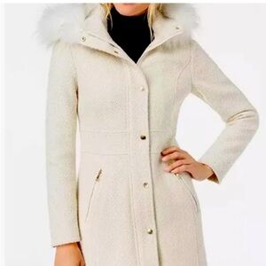INC International Concepts INC Faux-Fur-Trim Hooded Coat tweed